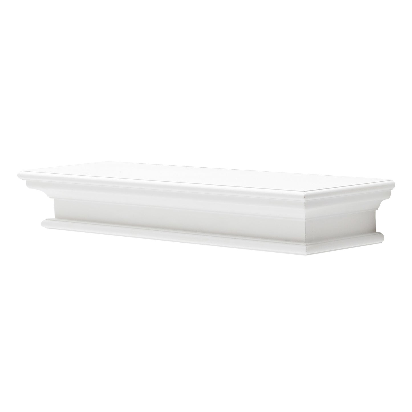 NovaSolo Halifax Classic White Floating Wall Shelf, Long - Oakavia