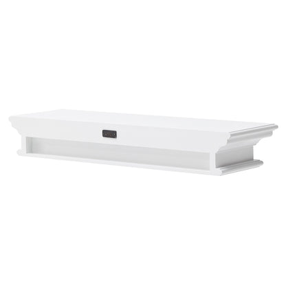 NovaSolo Halifax Classic White Floating Wall Shelf, Long - Oakavia