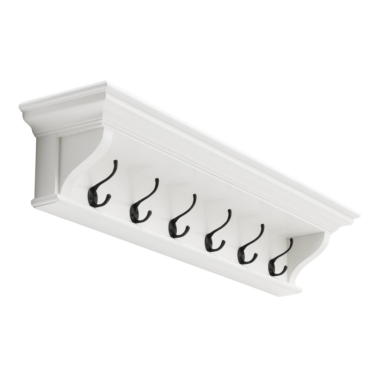 NovaSolo Halifax Classic White 6 Hook Coat Rack 100cm - Oakavia