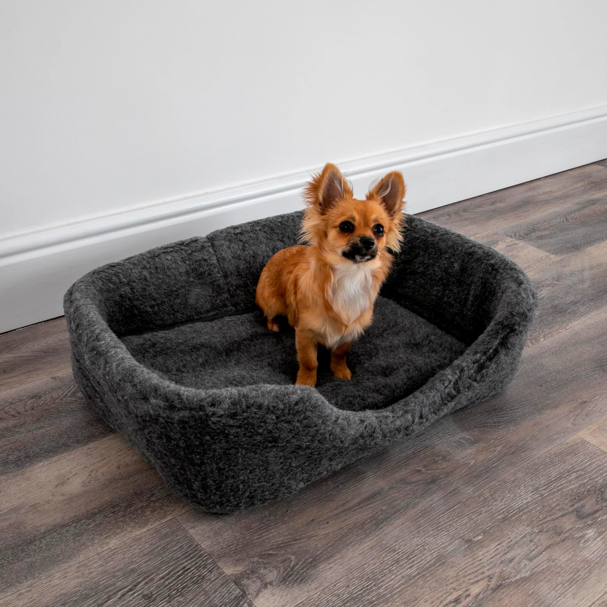 Merino Wool Pet Bed (Small/Medium) - grey - Oakavia