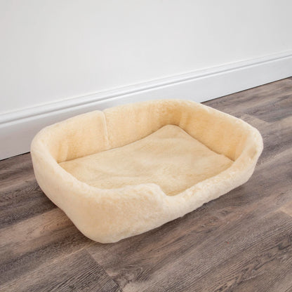 Merino Wool Pet Bed Natural - (Small/Medium) - white - Oakavia