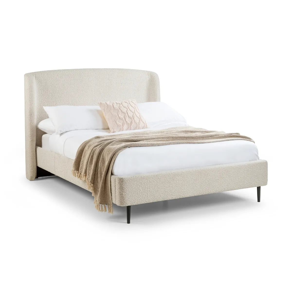 Eden Boucle Bed 135cm Double - Ivory Julian Bowen