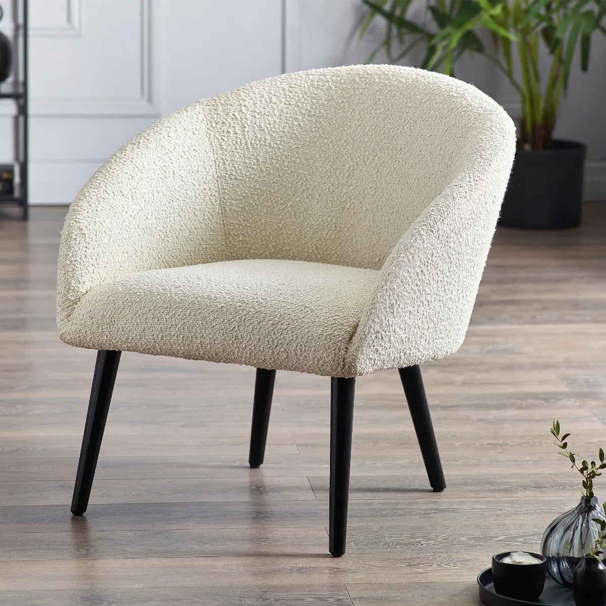 Amari Boucle Accent Chair - Ivory Julian Bowen