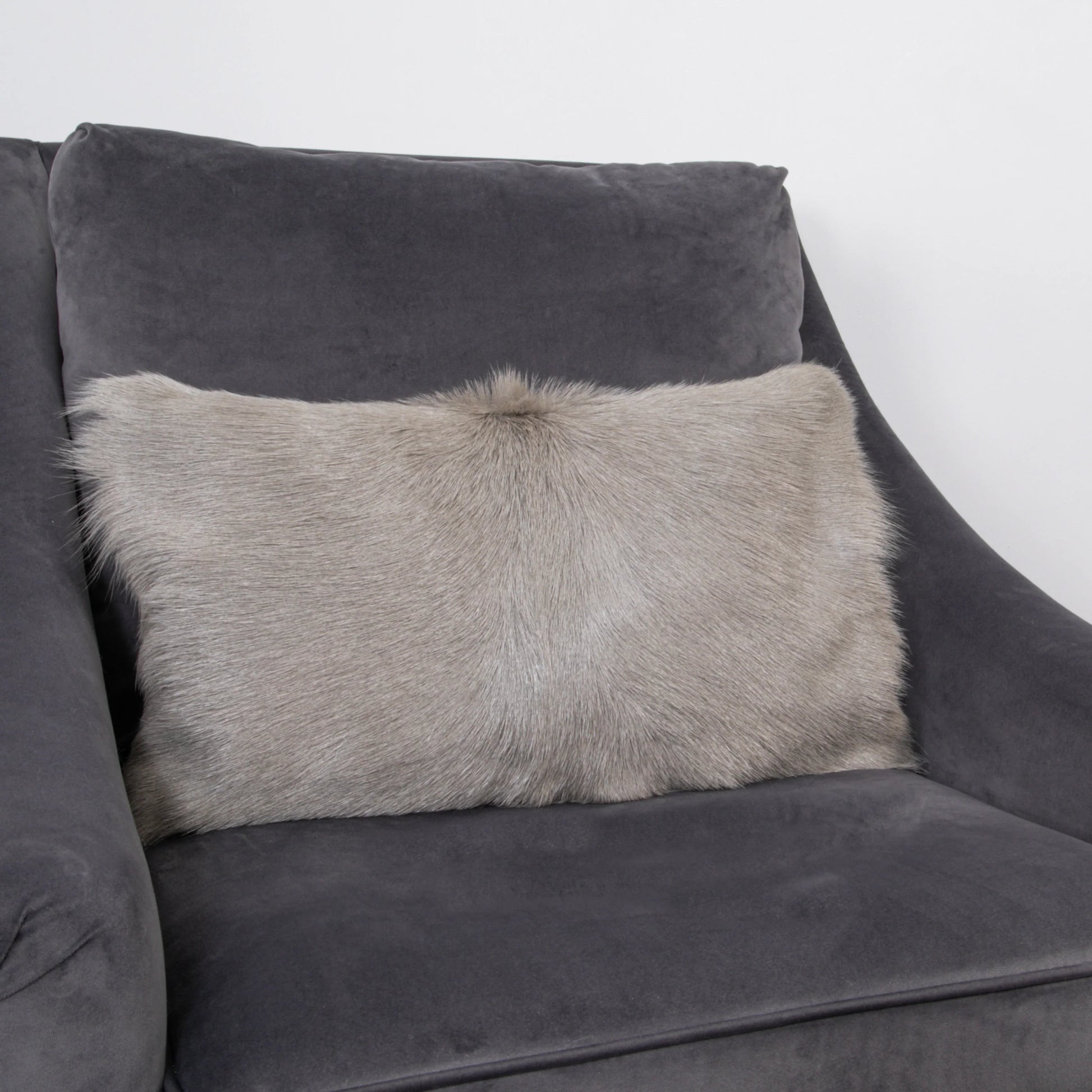 Light Grey Goatskin Cushion 30 x 50cm - Oakavia