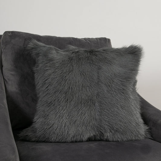 Smoke Grey Goatskin Cushion 45 x 45cm - Oakavia