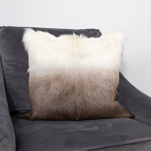 Ivory/Brown Goatskin Cushion 45 x 45cm - Oakavia