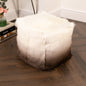 Ivory/Brown Goatskin Ombre Pouffe - Oakavia