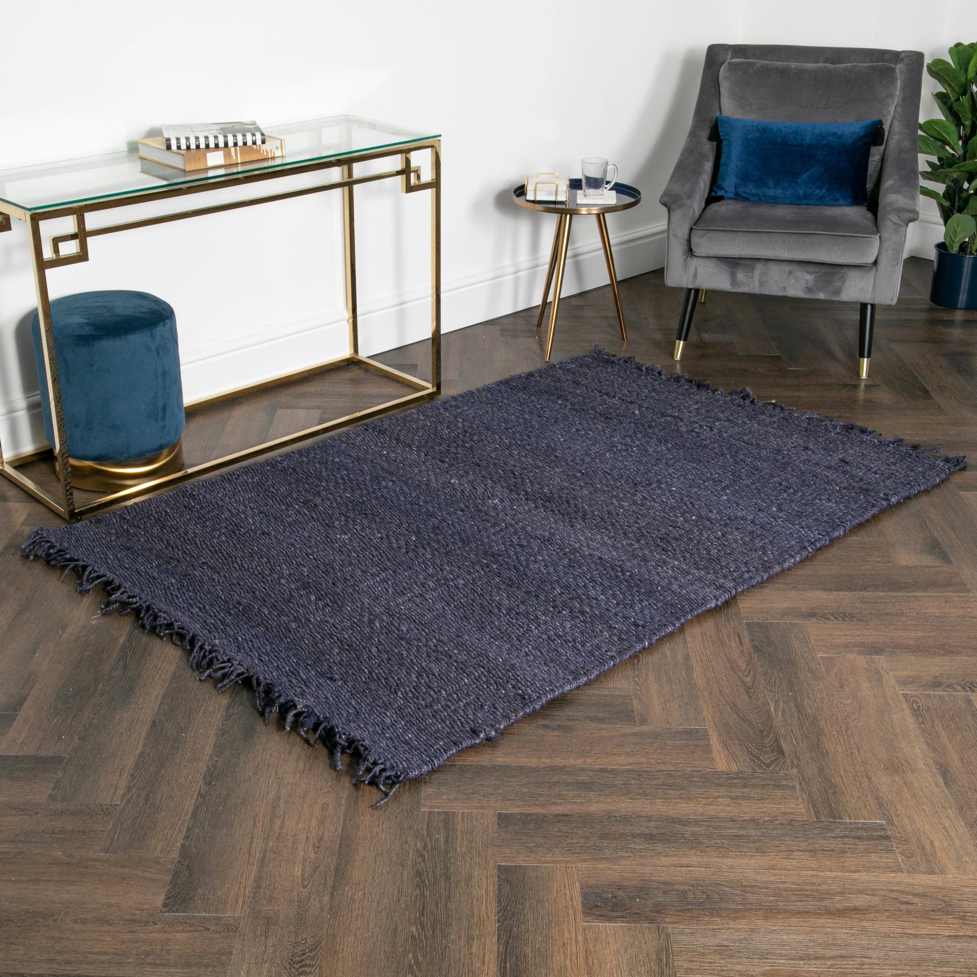 Chunky Navy Jute Rug 120 x 180cm - Oakavia