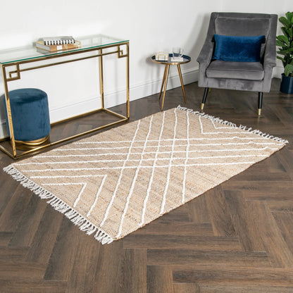 Cross Textured Jute Rug 120 x 180cm - Oakavia