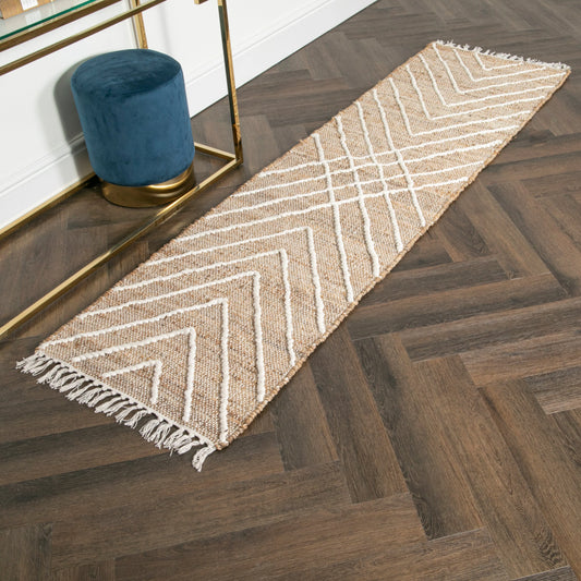 Cross Textured Jute Runner Rug 60 x 230cm - Oakavia