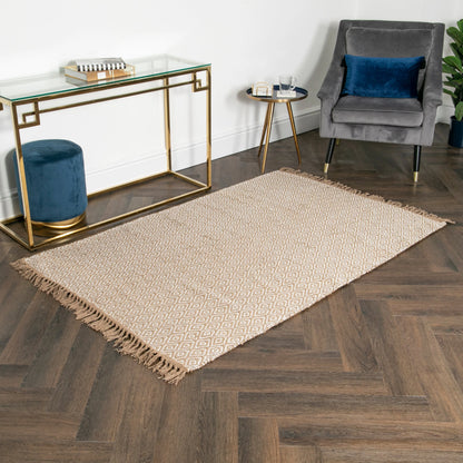 Geometric Jute & Cotton Rug 120 x 180cm - Oakavia