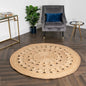 Circle Pattern Round Jute Rug 150cm - Oakavia