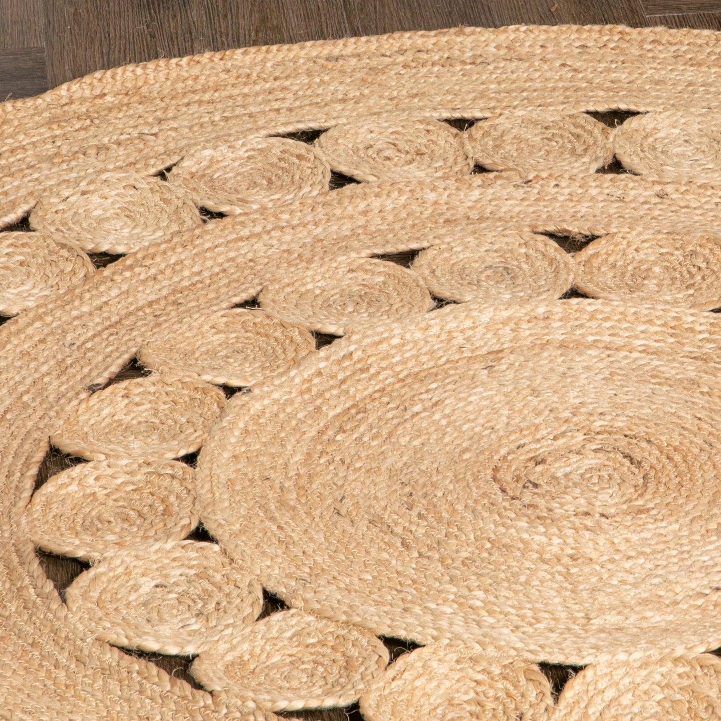 Circle Pattern Round Jute Rug 150cm - Oakavia