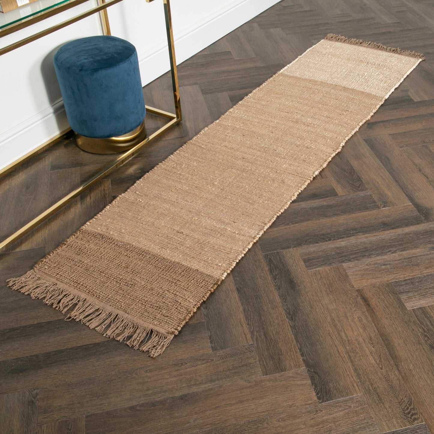 Natural Tones Jute & Cotton Runner Rug 60 x 230cm - Oakavia