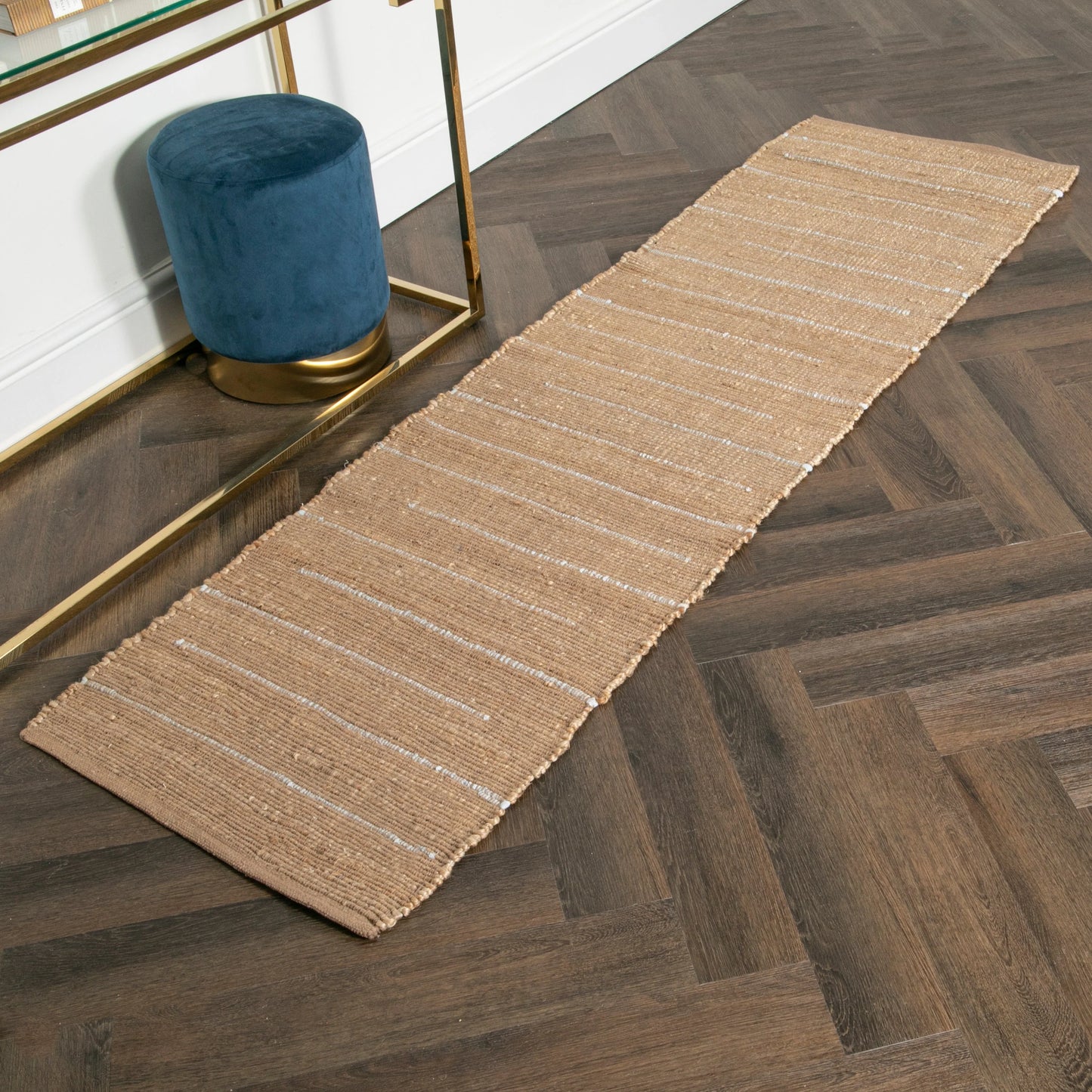 Woven Stripe Jute Runner Rug 60 x 230cm - Oakavia