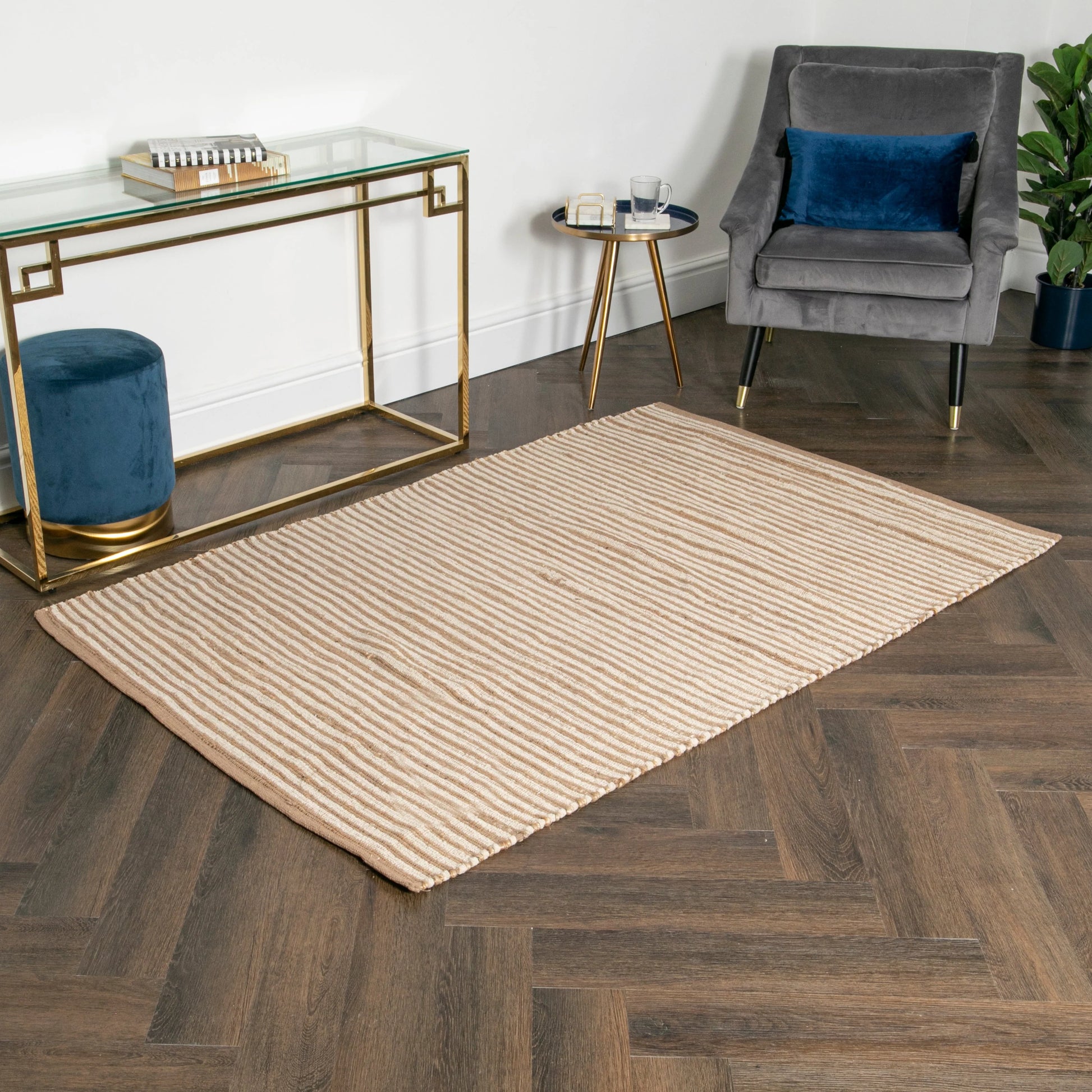 Striped Wool & Jute Rug 120 x 180cm - Oakavia