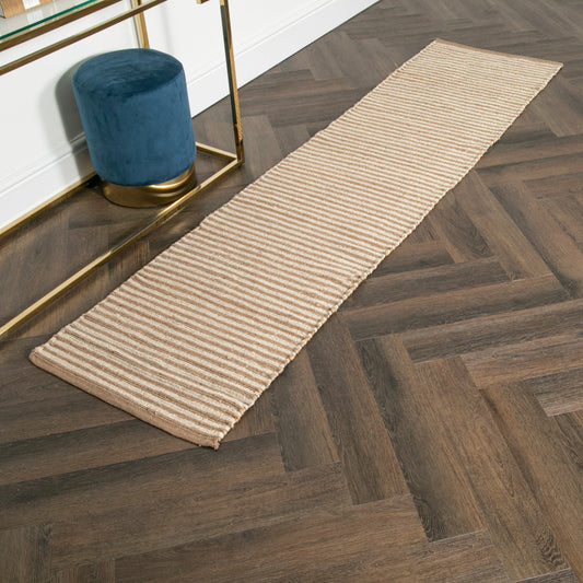 Striped Wool & Jute Runner Rug 60 x 230cm - Oakavia