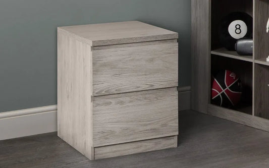 Jupiter  2 Drawer Bedside Grey Oak Julian Bowen