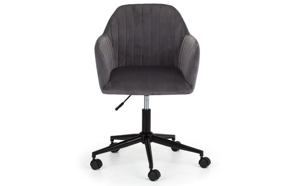 Kahlo Velvet Swivel Office Chair Grey/Black