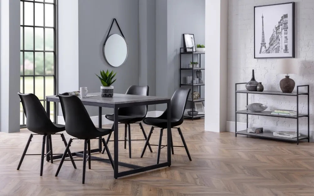 KARI DINING CHAIR - BLACK SEAT & BLACK LEGS Julian Bowen