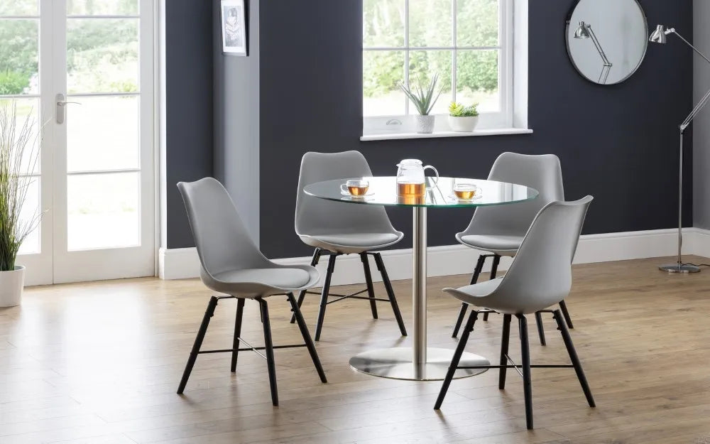 KARI DINING CHAIR - GREY SEAT & BLACK LEGS Julian Bowen