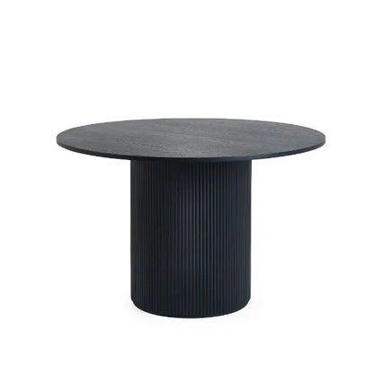 Louis Fluted Round Dining Table - Black