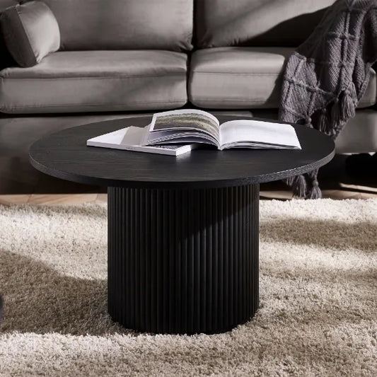 Louis Fluted Round Coffee Table - Black