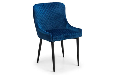 LUXE VELVET DINING CHAIR - BLUE Julian Bowen