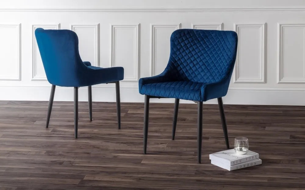 LUXE VELVET DINING CHAIR - BLUE Julian Bowen