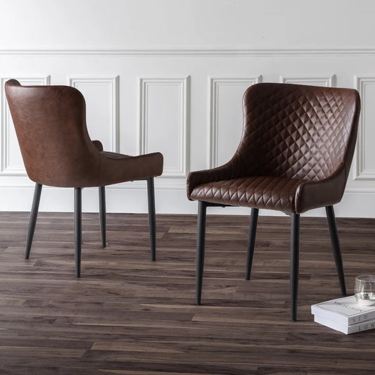 LUXE FAUX LEATHER DINING CHAIR BROWN Julian Bowen