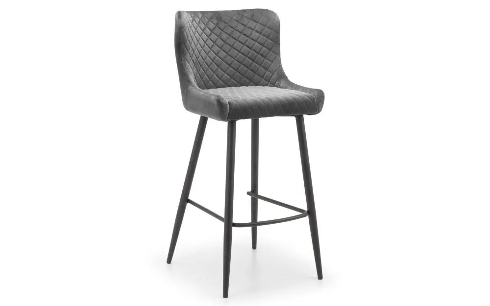 LUXE VELVET BAR STOOL - GREY Julian Bowen