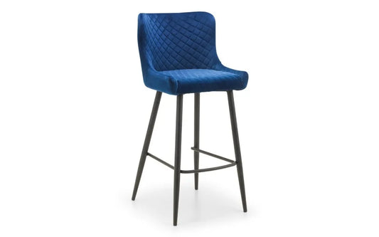 LUXE VELVET BAR STOOL - BLUE Julian Bowen