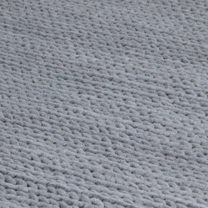 Large Knitted Grey Wool Rug - 120 x 180cm - Oakavia