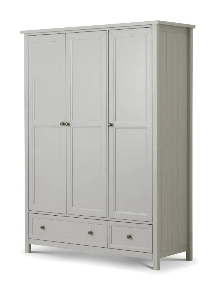 Maine 3 Door Combination Wardrobe - Dove Grey Julian Bowen