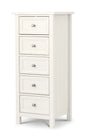 Maine 5 Drawer Tall Chest - Surf White Julian Bowen