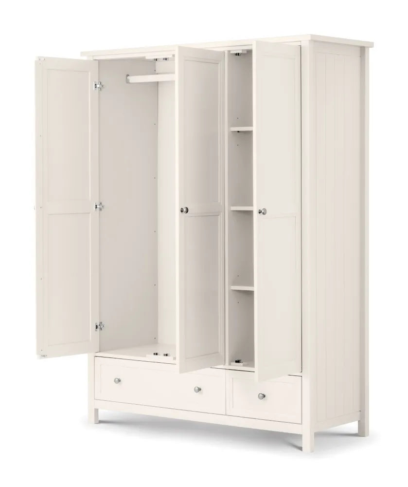 Maine 3 Door Combination Wardrobe - Surf White Julian Bowen