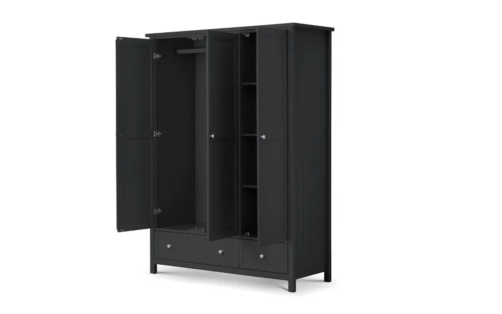 Maine 3 Door Combination Wardrobe - Anthracite Julian Bowen