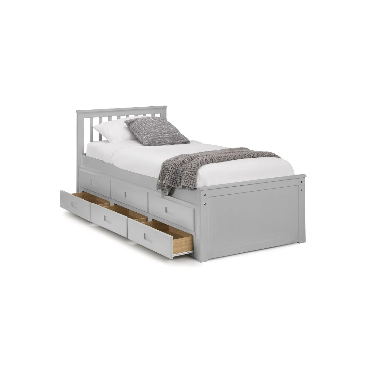 Maisie Bed with Underbed and Drawers - Light Grey Julian Bowen