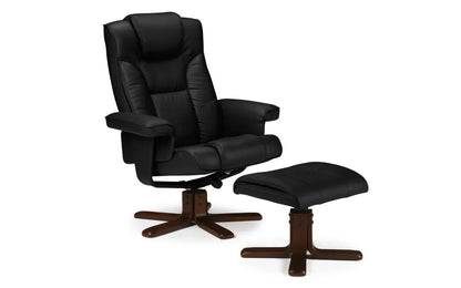 Malmo Swivel Recliner & Stool Black Julian Bowen