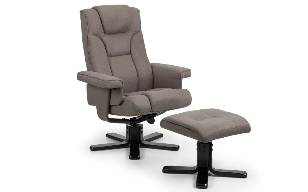 Malmo Swivel Recliner & Stool Grey Julian Bowen