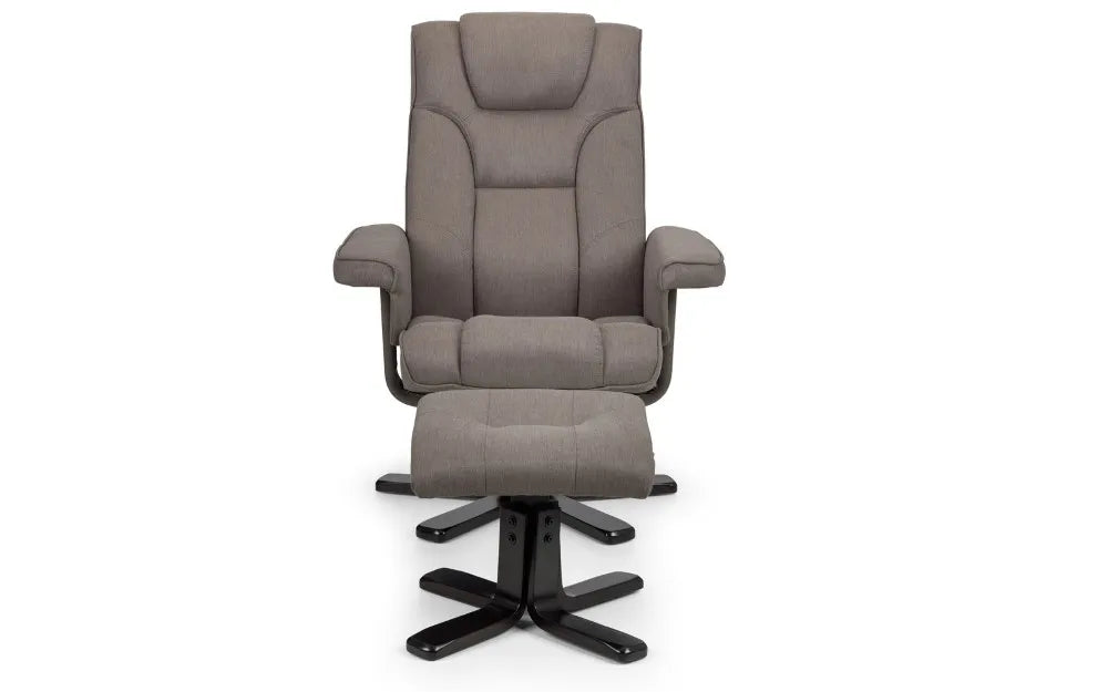 Malmo Swivel Recliner & Stool Grey Julian Bowen