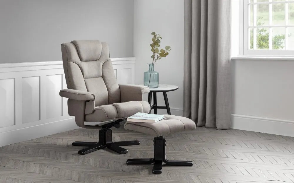 Malmo Swivel Recliner & Stool Grey Julian Bowen