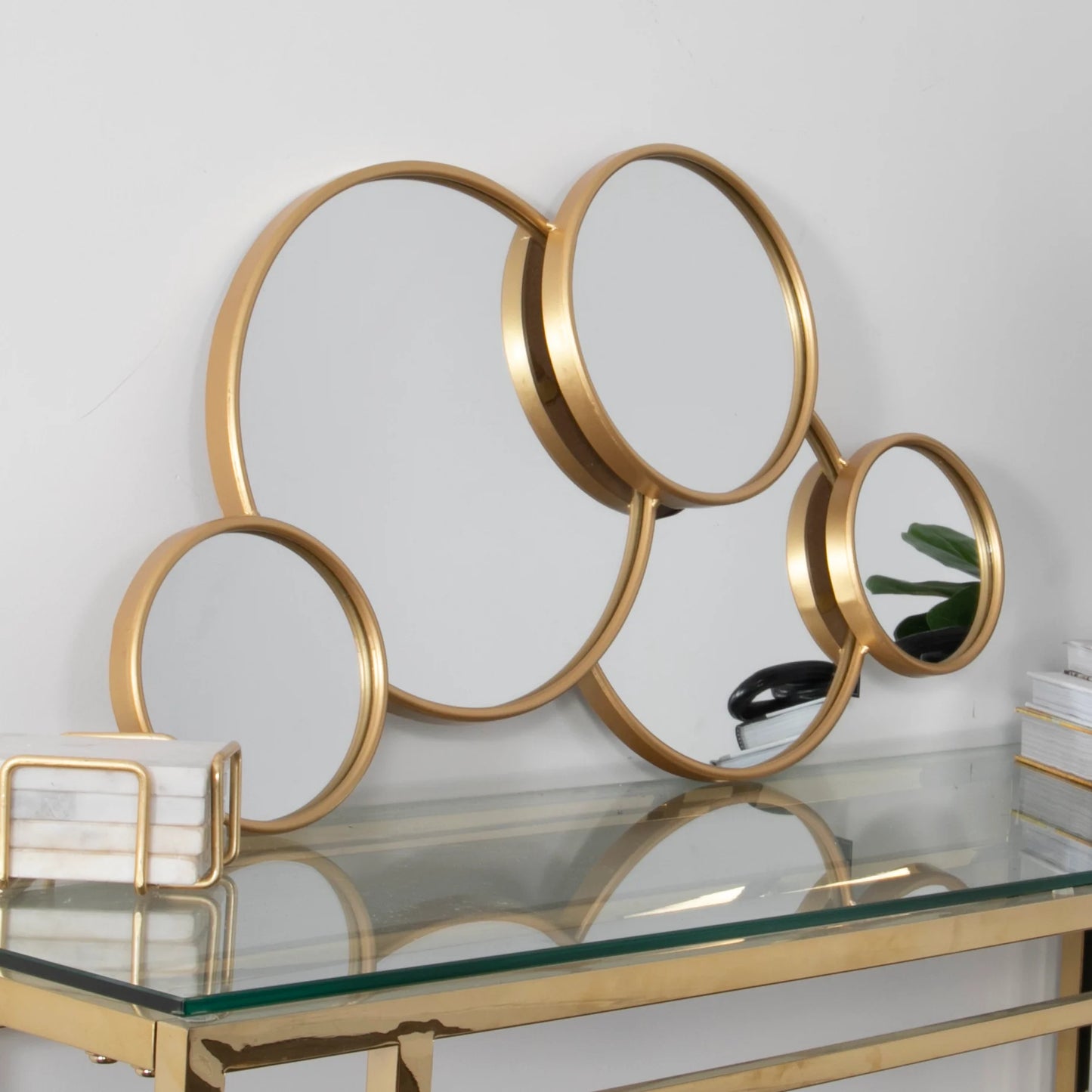 Gold Multi Circle Metal Mirror - Oakavia