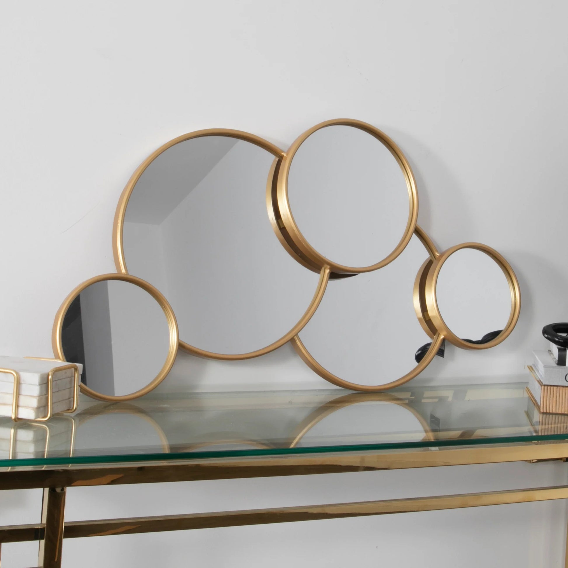 Gold Multi Circle Metal Mirror - Oakavia