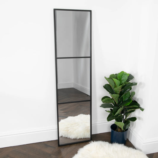 Black Window Style Floor Standing Mirror - Oakavia