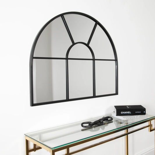 Arched Black Metal Mirror 80 x 100cm - Oakavia