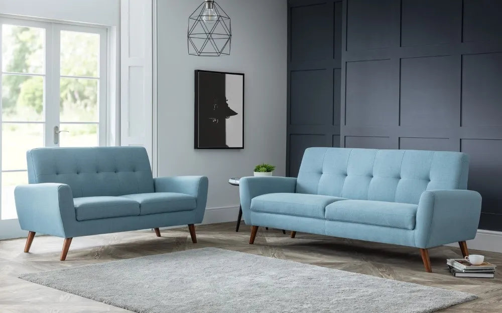 Monza 2 Seater Compact Retro Sofa - Blue Julian Bowen