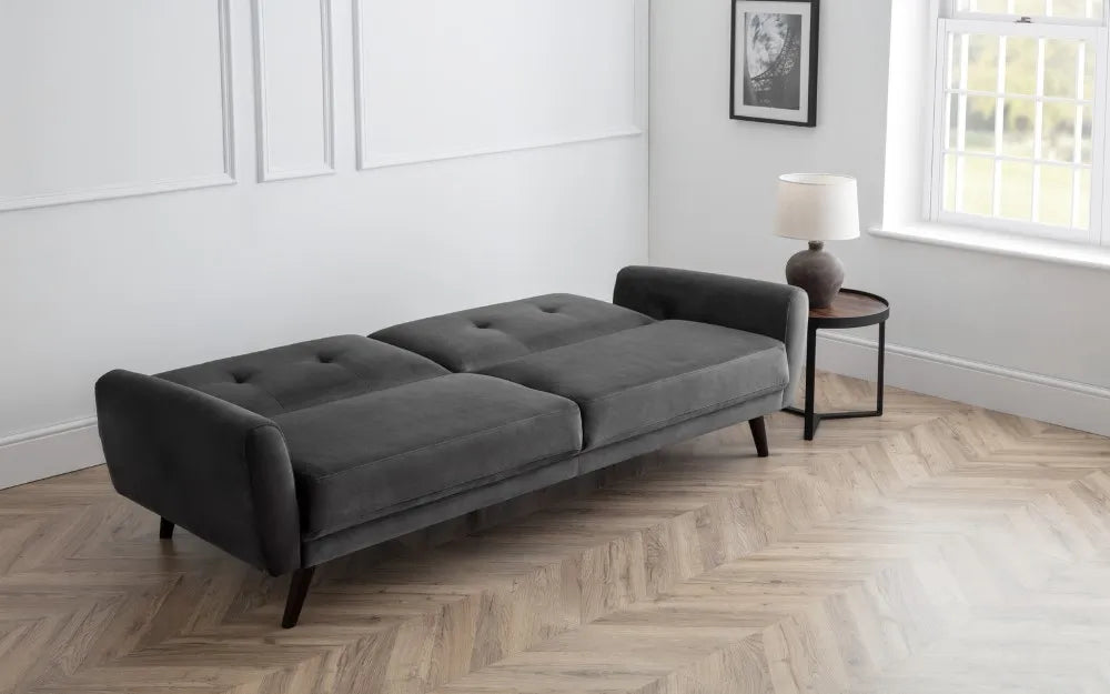 Monza Sofabed In Dark Grey Velvet Julian Bowen