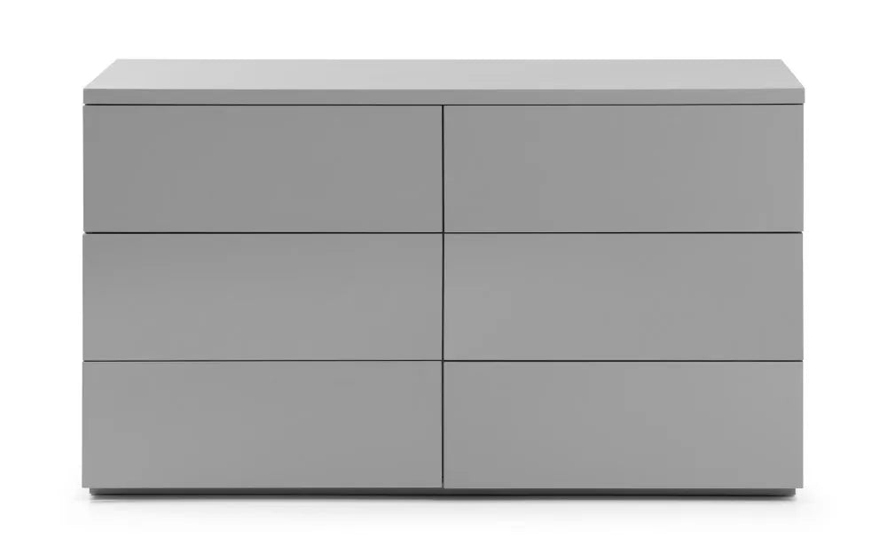 Monaco 6 Drawer Wide Chest - Grey Gloss Julian Bowen