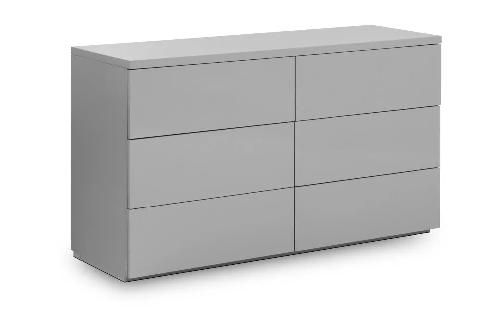 Monaco 6 Drawer Wide Chest - Grey Gloss Julian Bowen